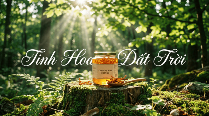 Mật ong rừng ngâm đông trùng hạ thảo thượng hạng trong hũ thủy tinh