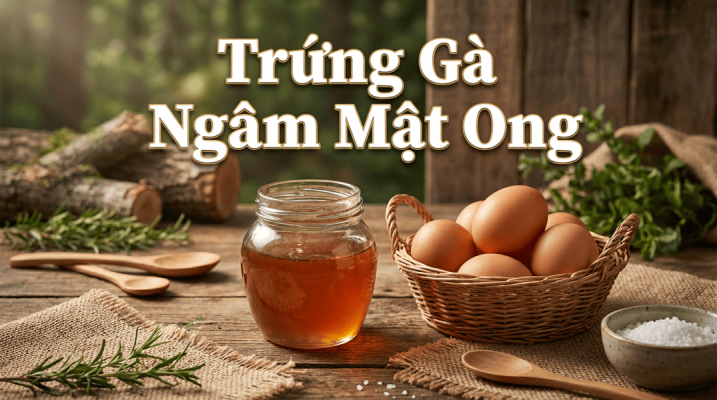 Nguyên liệu làm lòng đỏ trứng gà ngâm mật ong gồm trứng gà ta và mật ong rừng