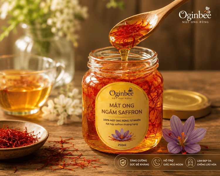 Mật ong ngâm saffron là liệu pháp xả stress, trị mất ngủ cho dân văn phòng.