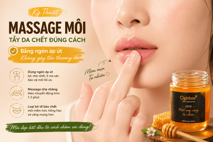 Kỹ thuật massage tẩy da chết môi đúng cách bằng ngón áp út không gây tổn thương da