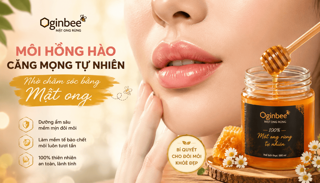 Đôi môi hồng hào, căng mọng nhờ chăm sóc bằng mật ong