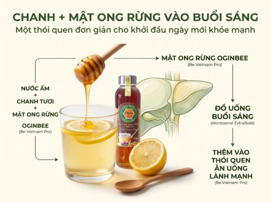 Thải độc gan bằng chanh và mật ong rừng nguyên chất vào buổi sáng.