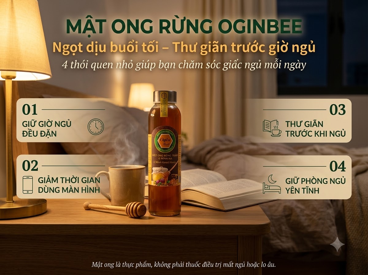 Mật ong rừng chữa mất ngủ và giải tỏa âu lo tự nhiên hiệu quả.